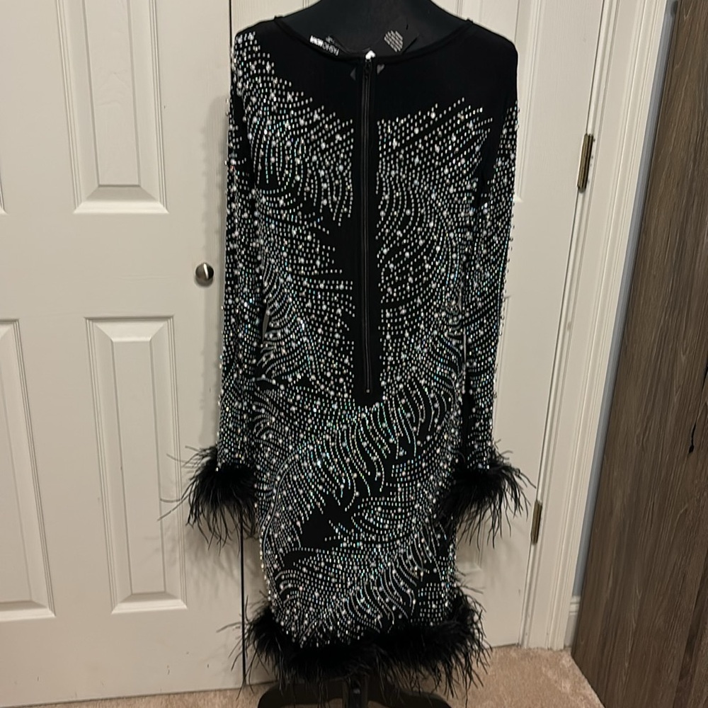 Fashion Nova Black and Silver Embellished Midi Dress - Picture 8 of 15